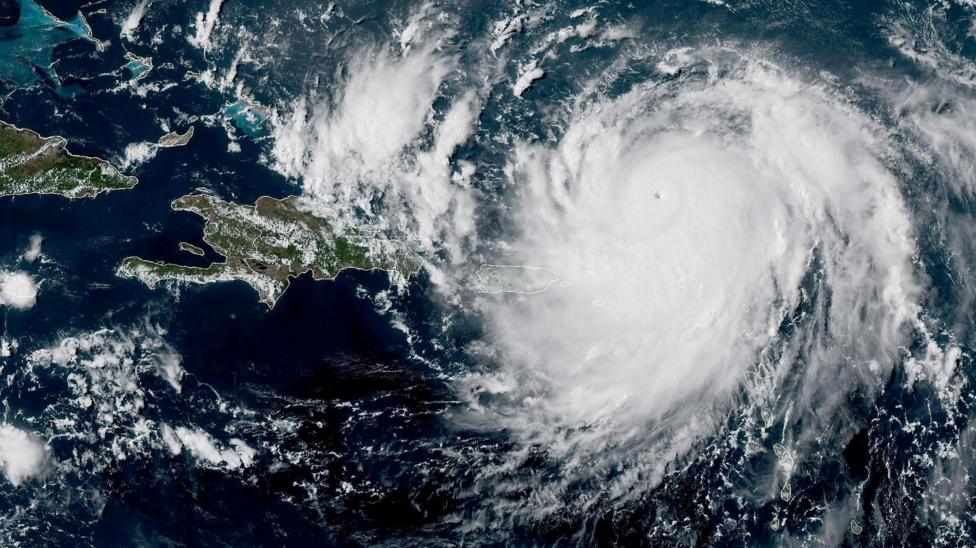 A satellite picture showing a swirl of cloud - a hurricane - over the Caribbean
